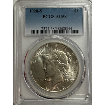 1928-S Peace $1 PCGS AU58