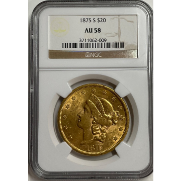 1875-S $20 Liberty NGC AU58