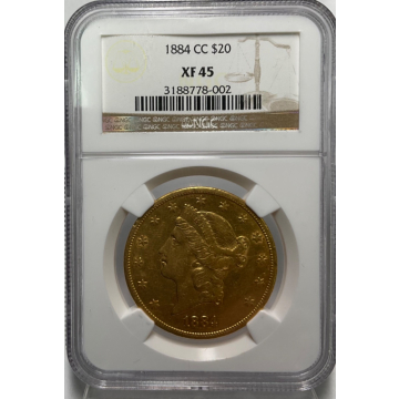1884-CC $20 Liberty NGC XF45