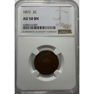 1872 Two Cent Piece NGC AU50 BN