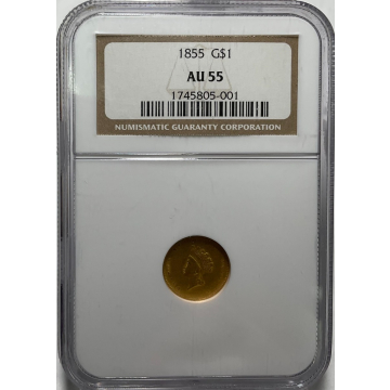 1855 G$1 TY2 NGC AU55