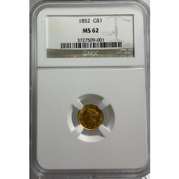 1852 G$1 NGC MS62
