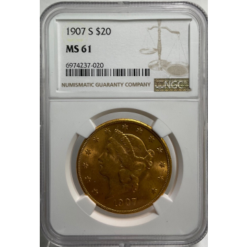 1907-S $20 Liberty NGC MS61