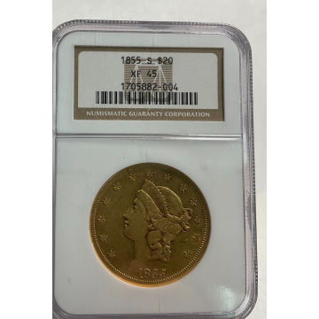 1855-S $20 Liberty NGC XF45
