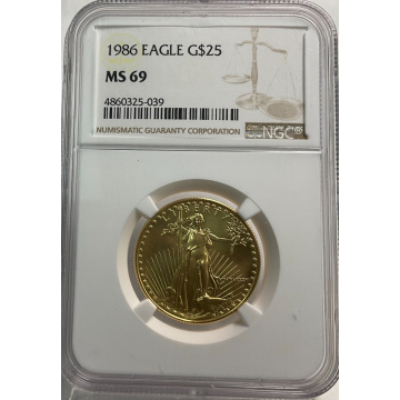1986 EAGLE G$25 NGC MS69