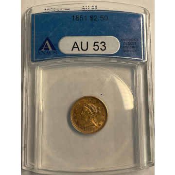 1851 $2.50 Liberty ANACS AU53