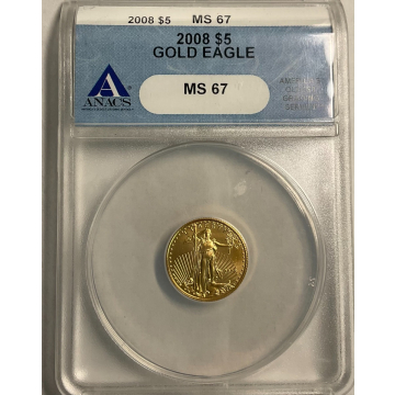2008 American Gold Eagle $5 ANACS MS67