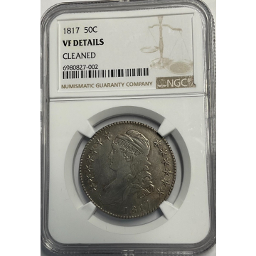 1817 Capped Bust, Lettered Edge 50C NGC VF Details Cleaned
