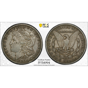 1893-S $1 Morgan Dollar PCGS VF Detail Damage