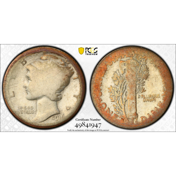 1916-D 10C Mercury Dime PCGS P/FR Details Cleaned