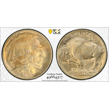 1913 5C Type 1 Buffalo Nickel PCGS MS64