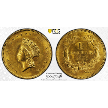 1855 G$1 Gold Dollar PCGS Unc Details Altered Surface