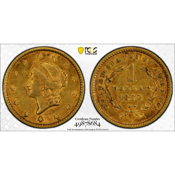 1852 G$1 Gold Dollar PCGS AU55