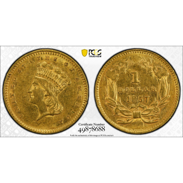1857 G$1 Gold Dollar PCGS AU55