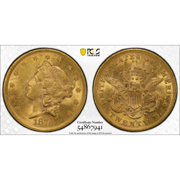 1876-S $20 Liberty Head Double Eagle PCGS AU58
