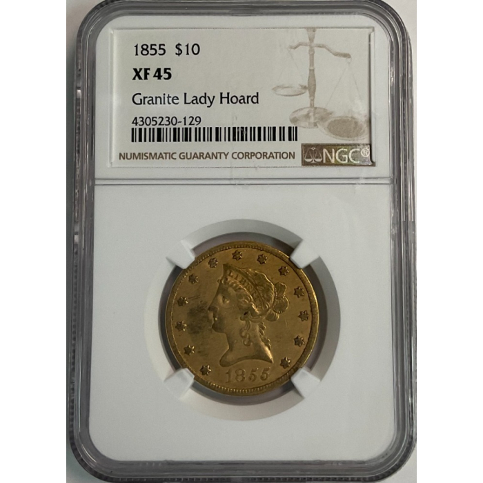 1855 Eagle - No Motto $10 NGC XF45