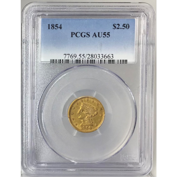 1854 $2.50 Liberty Head Quarter Eagle PCGS AU55