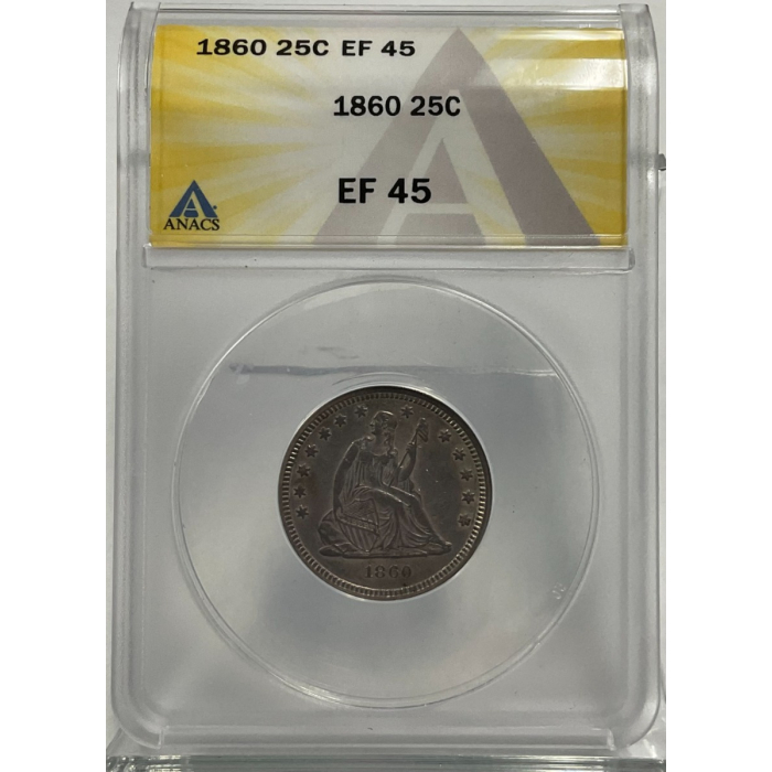 1860 Seated Quarter ANACS XF45
