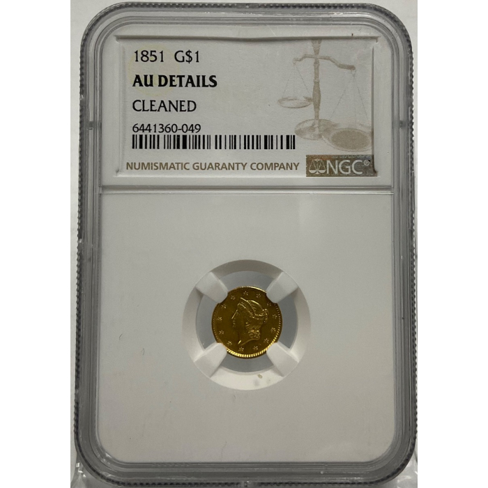 1851 G$1 NGC AU Details Cleaned
