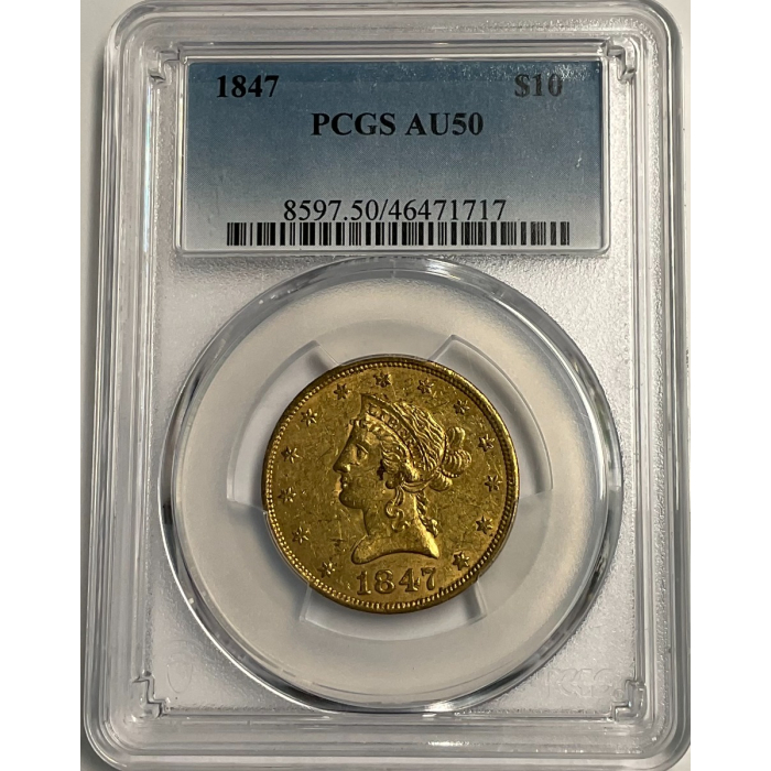 1847 $10 Liberty Head Eagle PCGS AU50