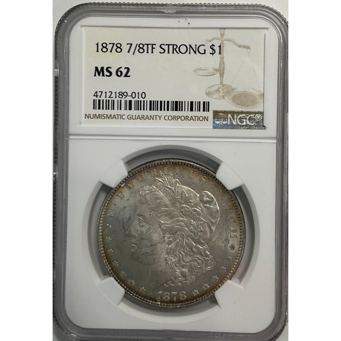 1878 7/8TF STRONG Morgan Dollar S$1 NGC MS62