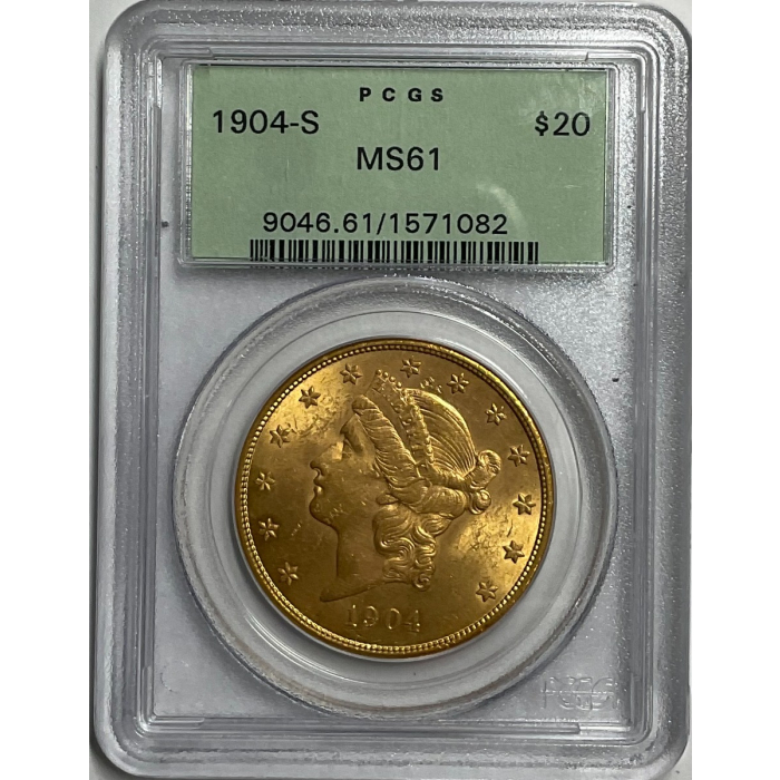 1904-S $20 Liberty Head Double Eagle PCGS MS61 Old Green Holder