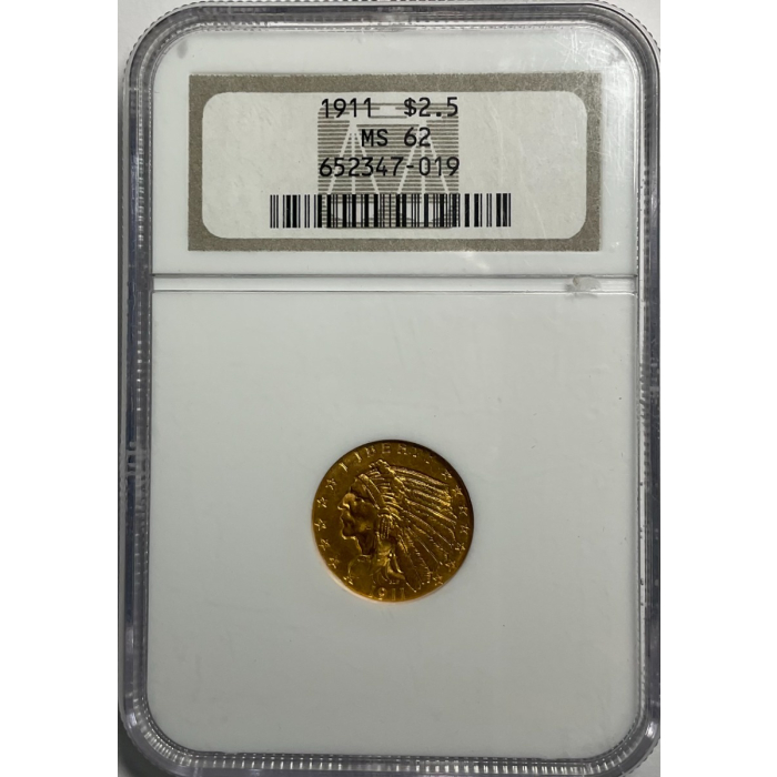 1911 Indian $2.50 NGC MS62