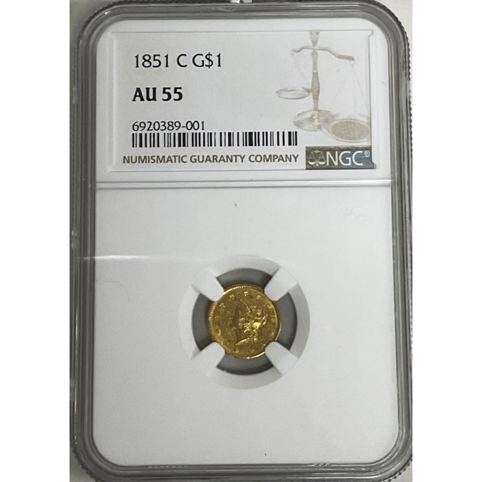1851-C Gold Dollar - Type 1 G$1 NGC AU55