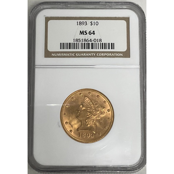 1893 Eagle - Motto $10 NGC MS64