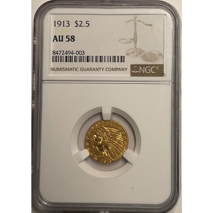 1913 Indian $2.50 NGC AU58