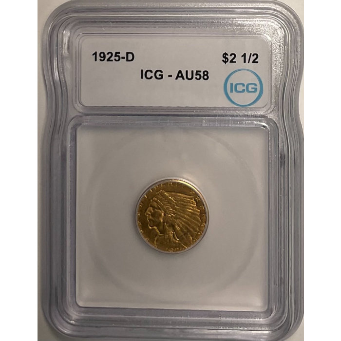 1925-D $2.50 Indian Head ICG AU58