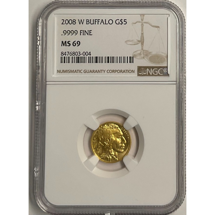2008 W BUFFALO .9999 FINE G$5 NGC MS69