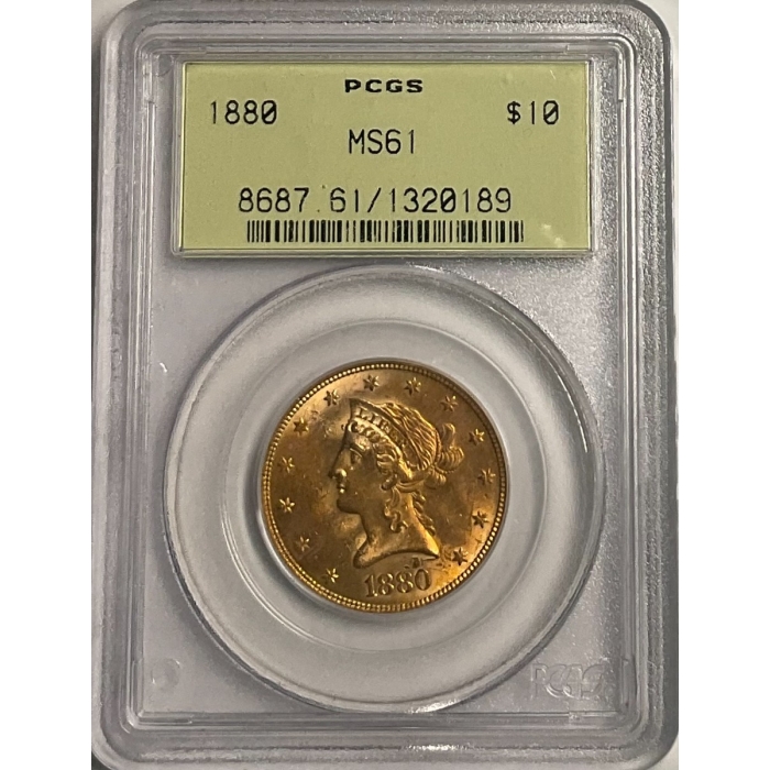 1880 $10 Liberty Head Eagle PCGS MS61 Old Green Holder