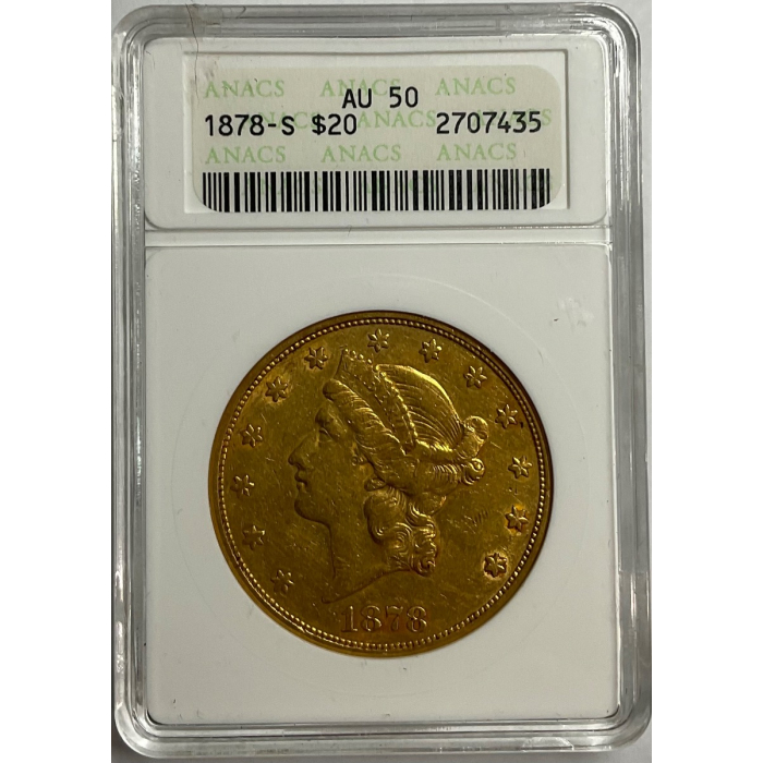 1878-S $20 Liberty ANACS AU50